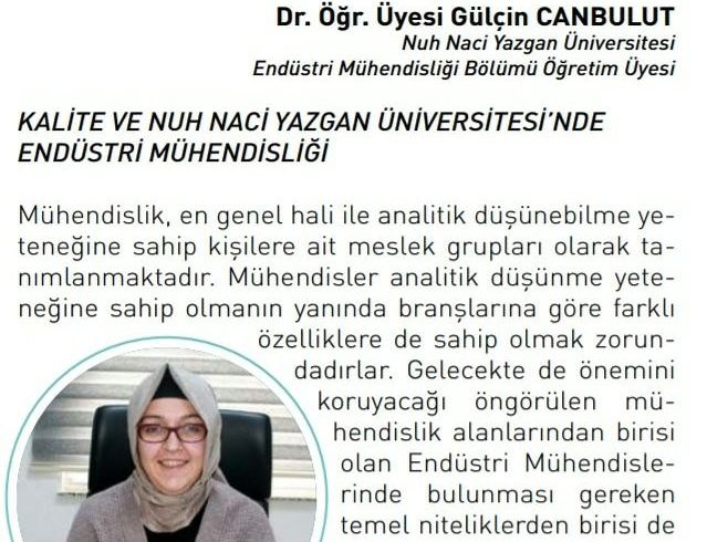 Bölümümüz öğretim üyelerinden Dr. Öğr. Üyesi Gülçin CANBULUT’un Kalder E-Bülteni Paylaşımı