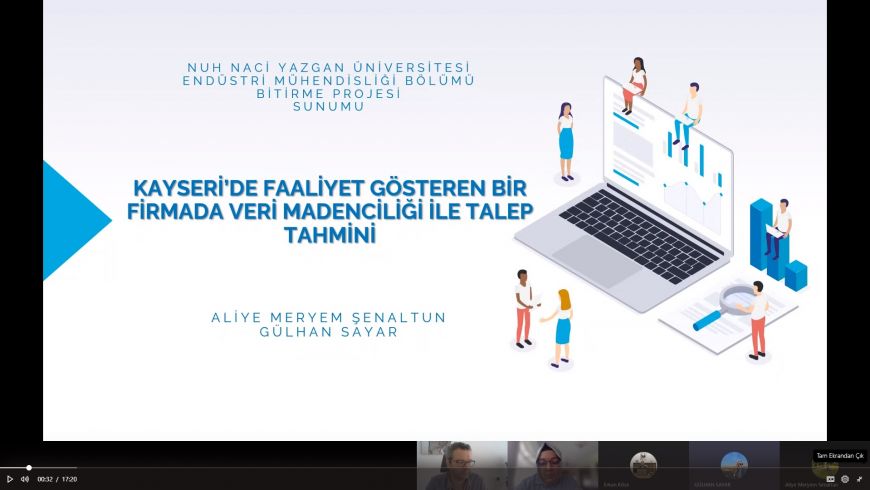 Bölümümüz son sınıf öğrencileri Bitirme Projesi kapsamında tamamlamış oldukları projelerini Bölüm Başkanımız Prof. Dr. Erkan Köse ve Bölüm Öğretim Üyelerimizden (Oğuzhan Ahmet Arık , Gülçin Canbulut , Orhan Dengiz ) oluşan jüri üyeleri karşısında sunmuşlardır.