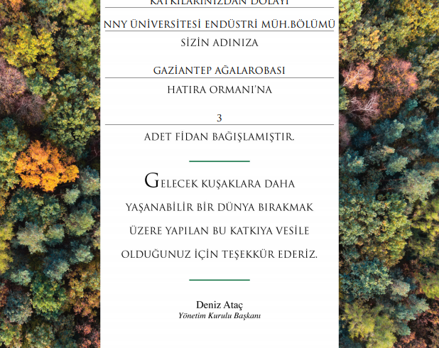 Endüstri Mühendisliği Bölümüne değerli katkılarından dolayı Latife Sönmez Şahin'e bölümümüz öğrencileri adına teşekkür ederiz.