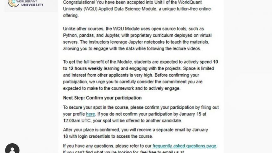 Bölümümüz 4. Sınıf öğrencilerinden Pınar Şavlı, 75 ülkeden 890 öğrencinin eğitim aldığı WorldQuant University (WQU)’ nde “Scientific Computing and Python for Data Science” eğitimi almaya hak kazanmıştır.